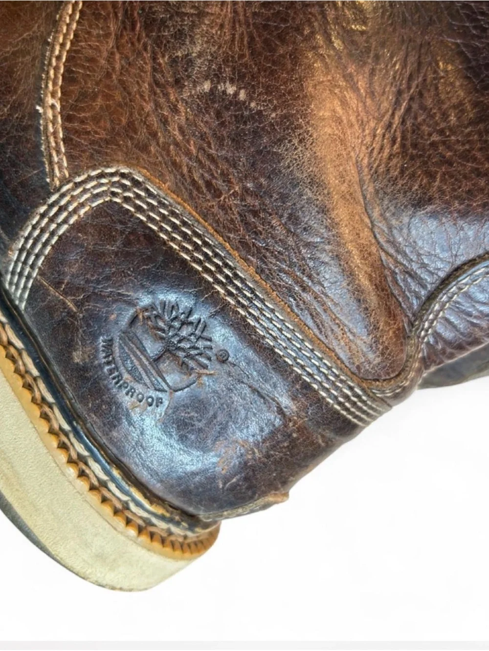 Men's Brown Leather Work Boots with Yellow Laces